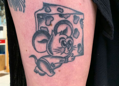 Mouse and cheese tattoo